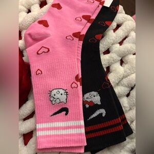 Nike Pink and Black Heart Socks